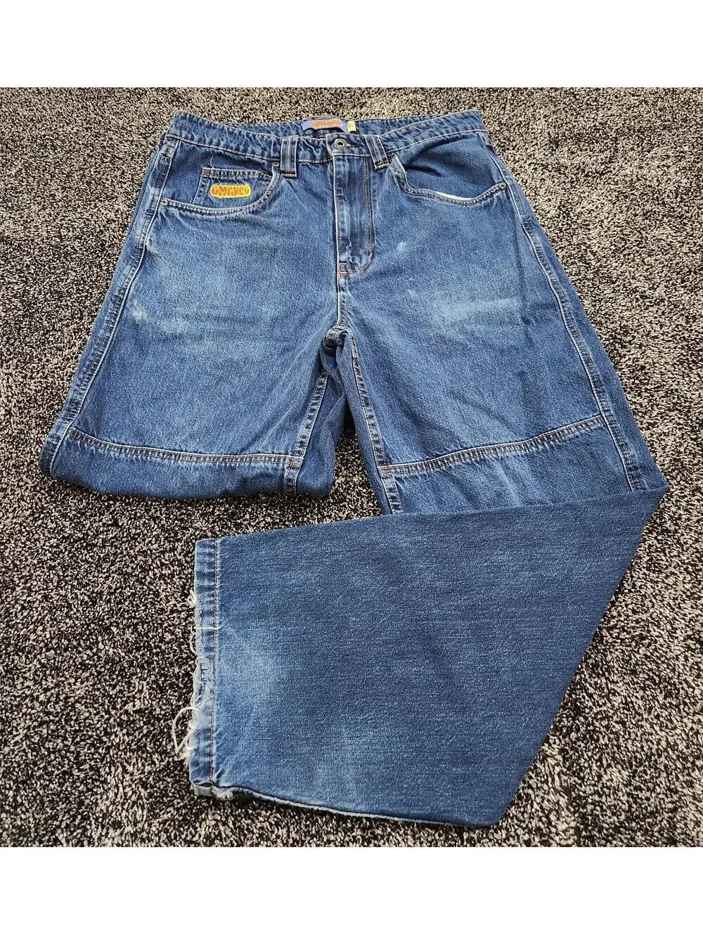 Empyre Relaxed Wide Jeans Men's 32 Blue Denim Baggy Y2K Double Knee Loose Skater